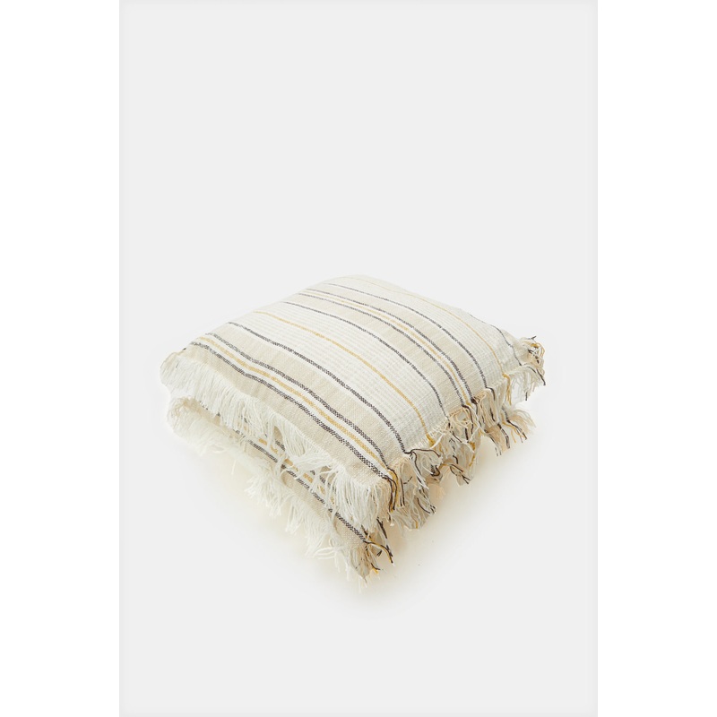 Beige Textured Knitted Cushion With Filling Set (Pack Of 2)