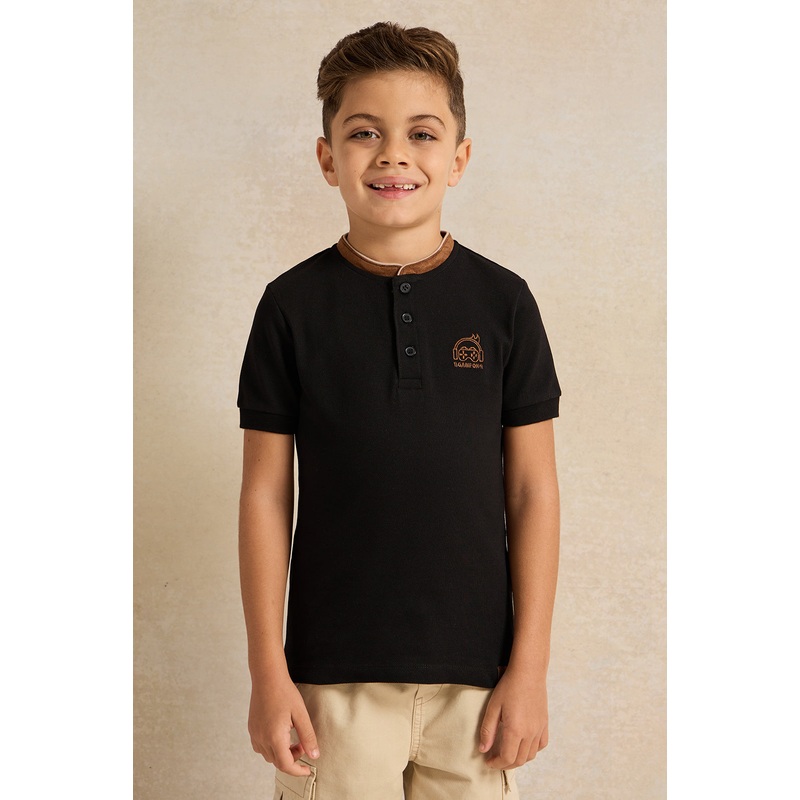 Boys Black Short Sleeve Polo T-Shirt