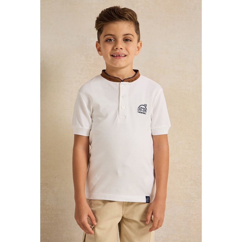 Boys White Short Sleeve Polo T-Shirt