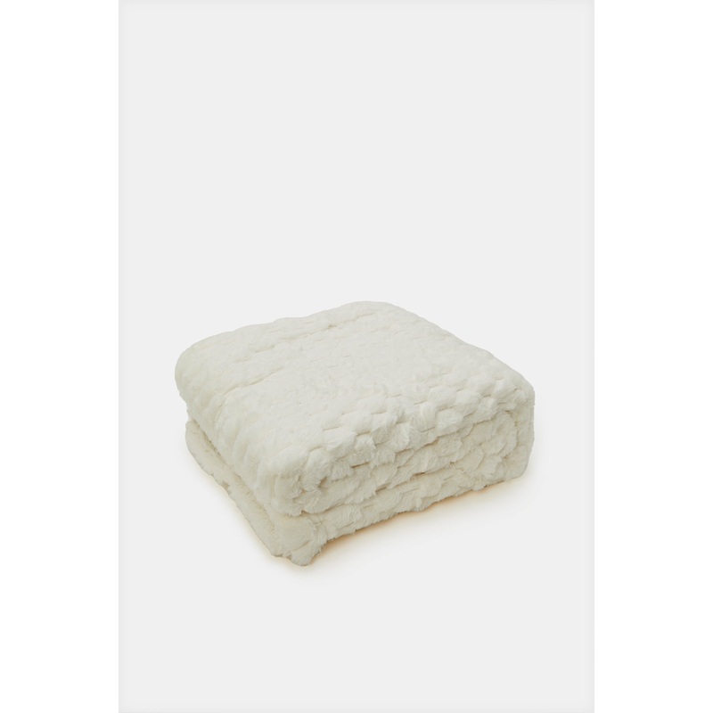 Cream Reversible Sherpa Blanket (Double Size)
