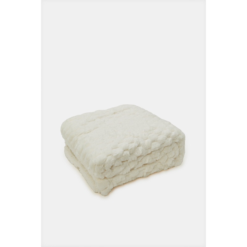 Cream Reversible Sherpa Blanket (Single Size)
