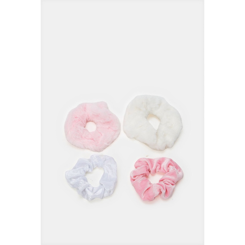 Girls Assorted Plain Elastic Band Set (4 Piece)