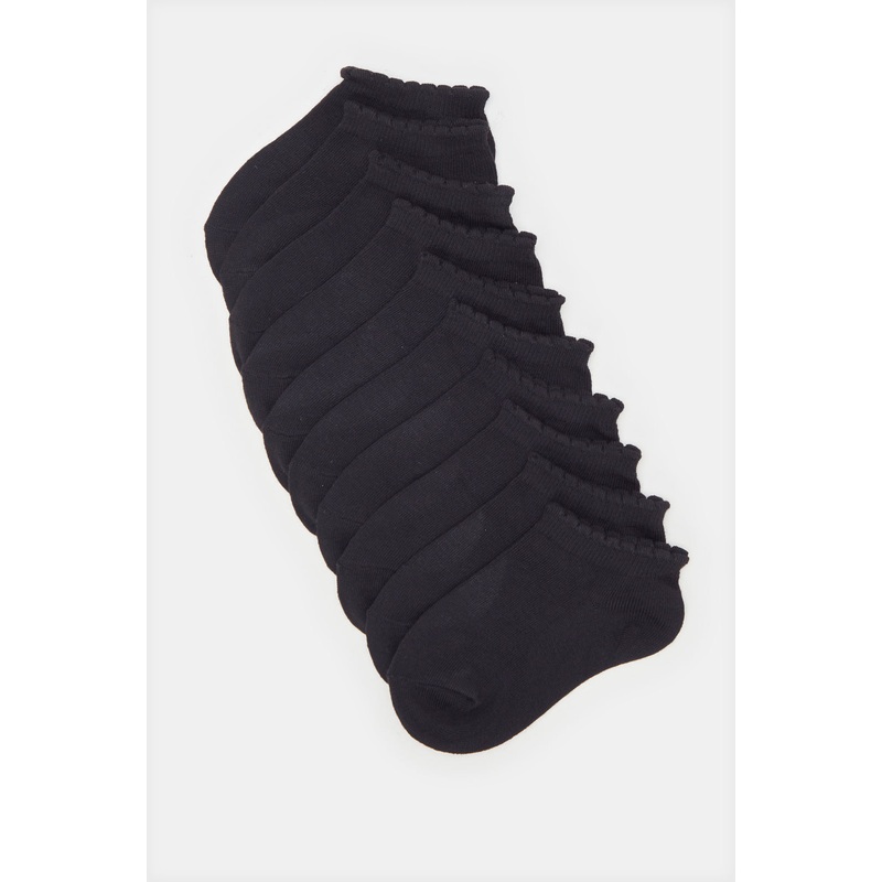 Girls Black Ankle Length Socks (5 Pairs)
