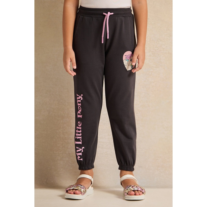 Girls Black My Little Pony Printed Active Track Pants