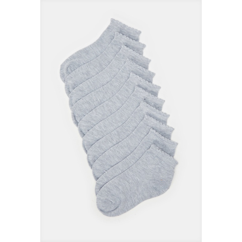 Girls Grey Ankle Length Socks (5 Pairs)