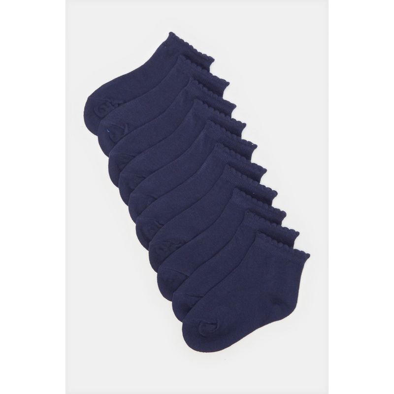 Girls Navy Ankle Length Socks (5 Pairs)