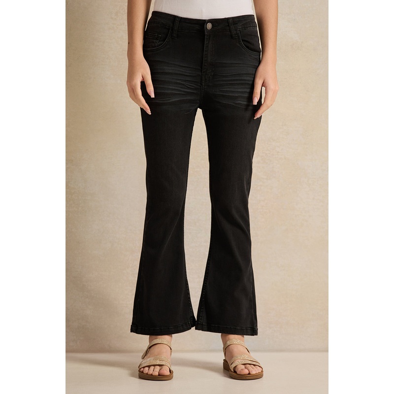 Girls Senior Black Flared Leg Jeans