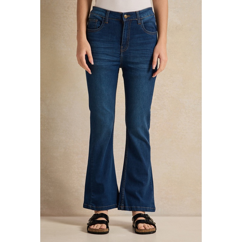 Girls Senior Blue Flared Leg Jeans