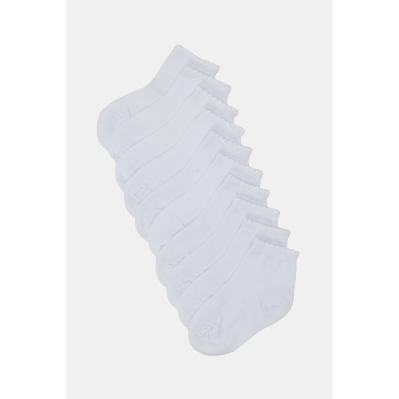 Girls White Ankle Length Socks (5 Pairs)