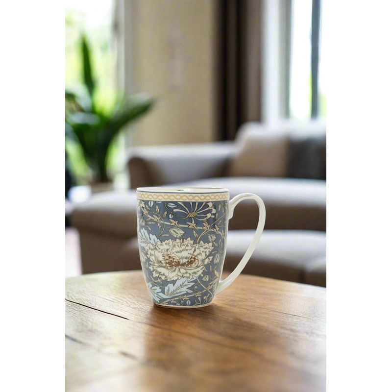 Green Floral Print Mug