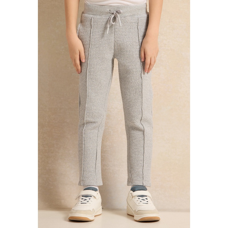 Junior Boys Grey Plain Coordinate Pants