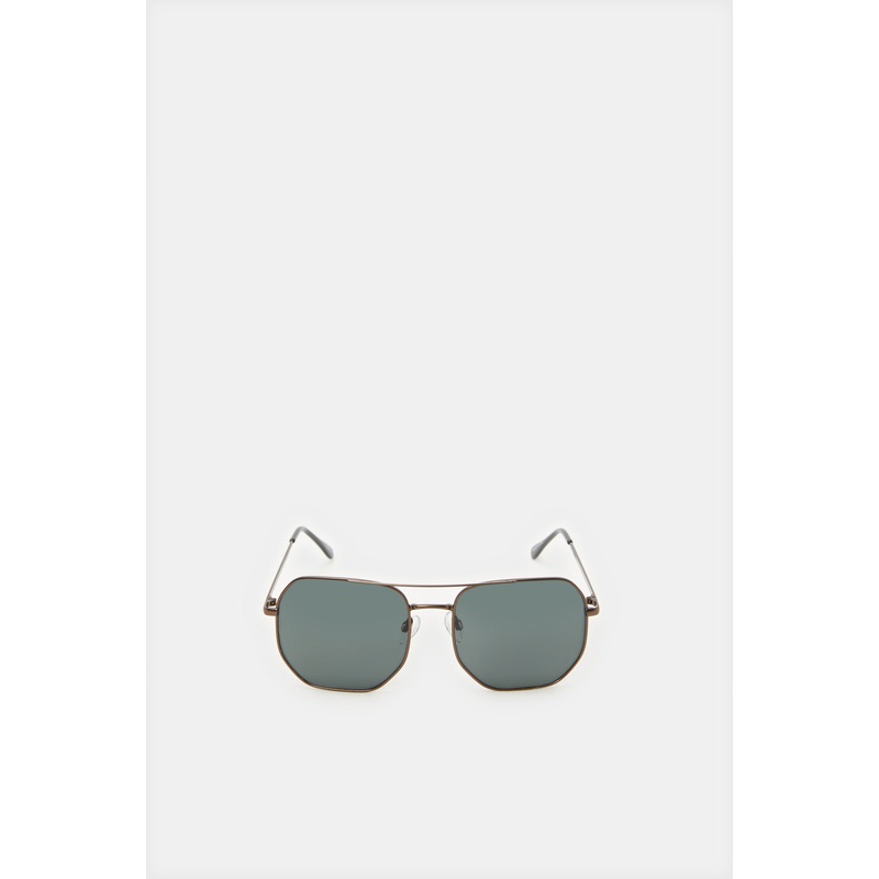 Men Black Hexagonal Sunglasses