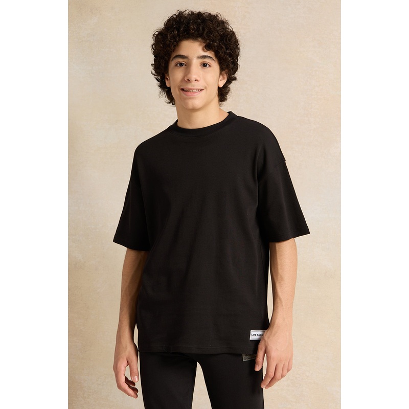 Senior Boys Black Short Sleeve Oversize T-Shirt
