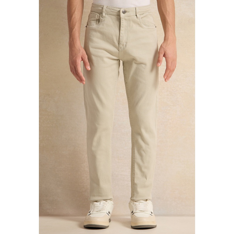 Senior Boys Cream 5 Pocket Jeans