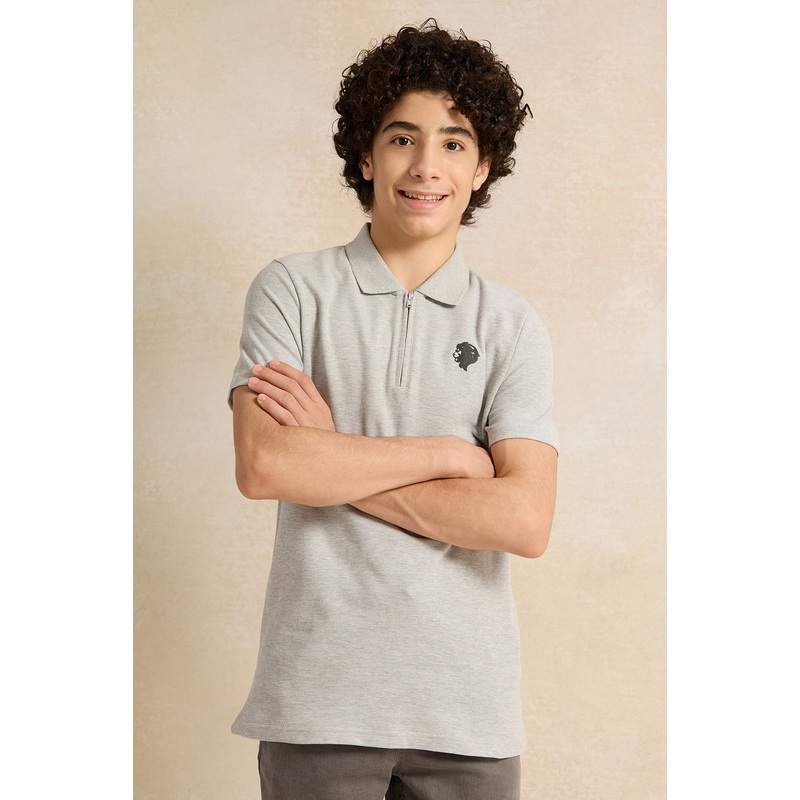 Senior Boys Grey Polo T-Shirt|8-9 Yrs (S)|9-10 Yrs (M)|11-12 Yrs (L)|13-14 Yrs (XL)|15-16 Yrs (XXL)