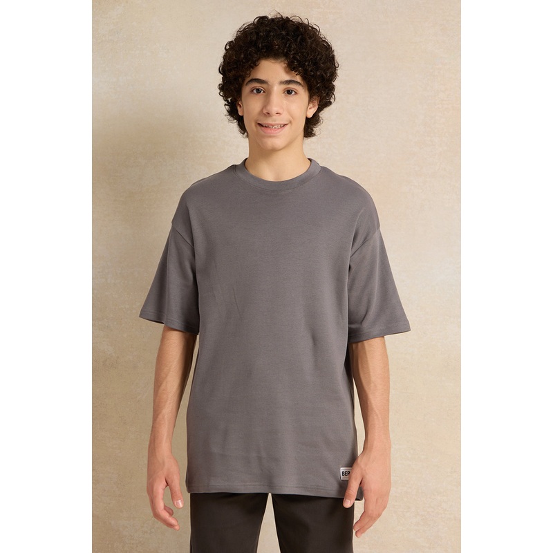 Senior Boys Grey Short Sleeve Oversize T-Shirt