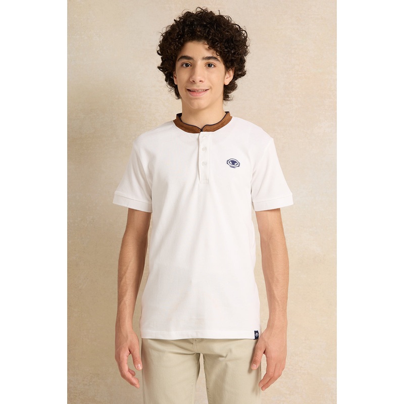 Senior Boys White Plain Basic Polo T-Shirt