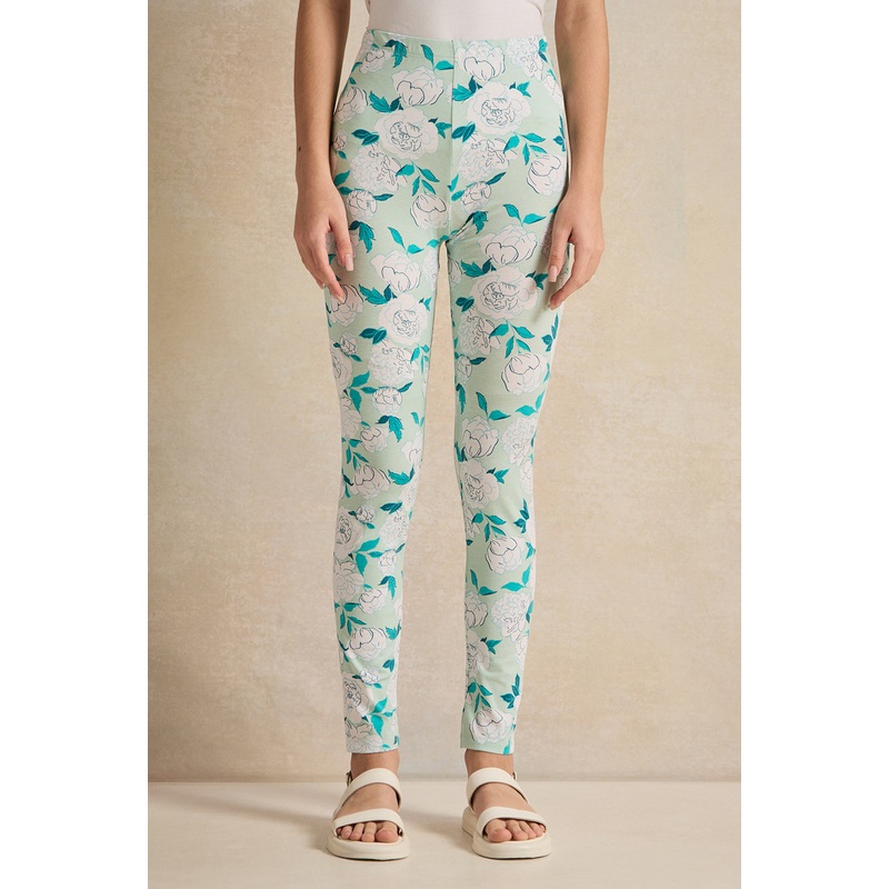 Senior Girls Mint Floral Printed Leggings