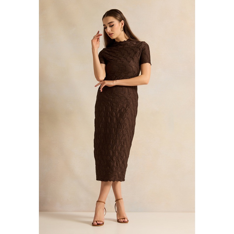 Women Brown Textured Dress|UK8|UK10|UK12|UK14|UK16|UK18