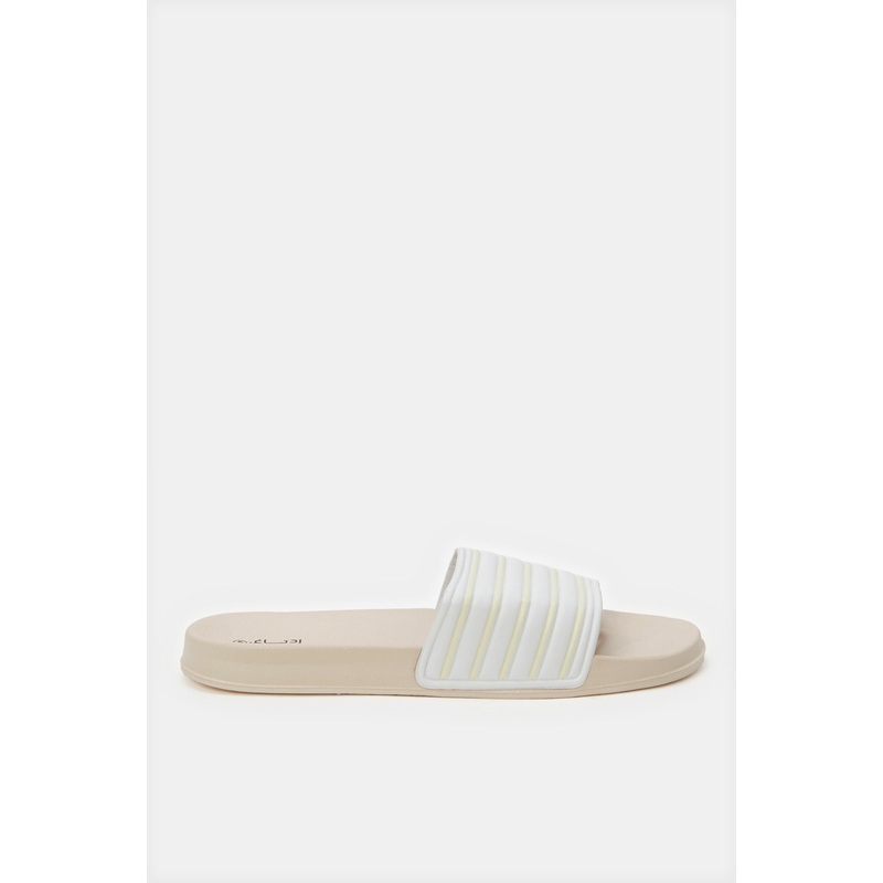 Women Pink Embossed Striped Slide