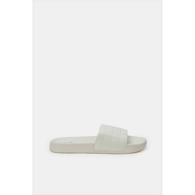 Women White Quilted Slide|EU36|EU37|EU38|EU39|EU40|EU41