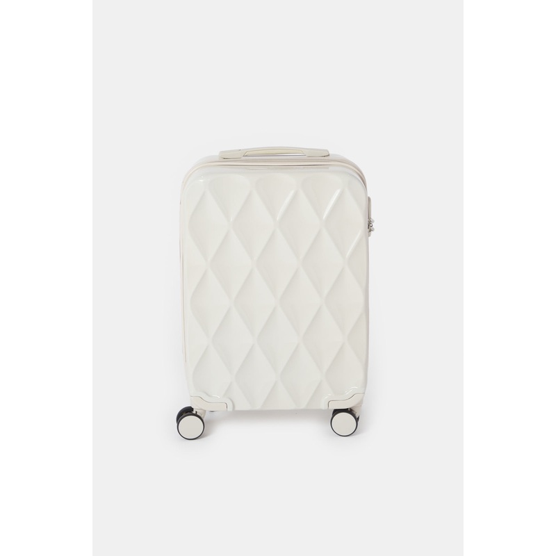 Cream Textured Trolley Luggage (20Inch)