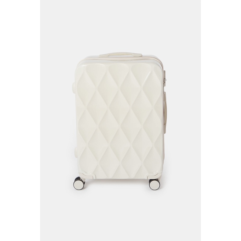 Cream Textured Trolley Luggage (24 Inch)