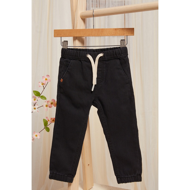 Infant Boys Black Denim Black Pull On Jeans