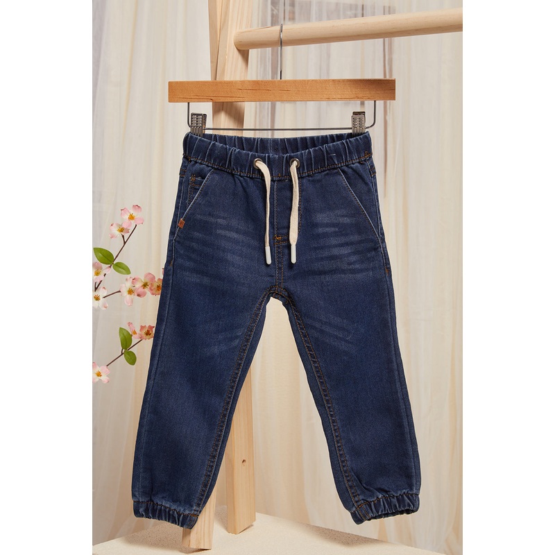 Infant Boys Navy Knit Denim Navy Pull On Jeans