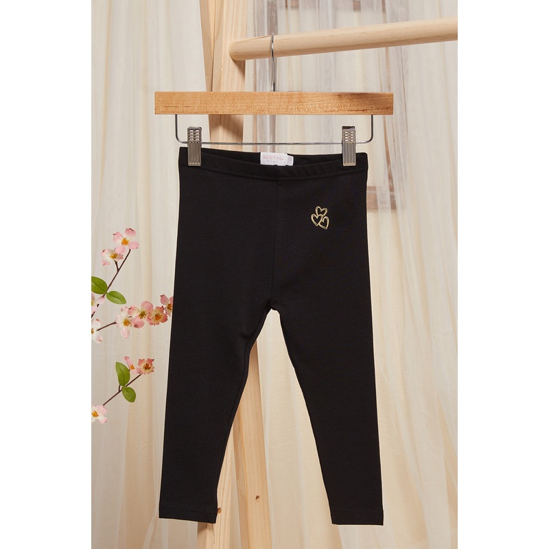 Infant Girls Black Plain Leggings