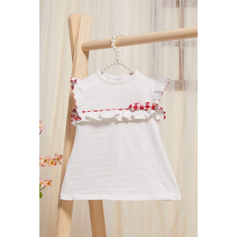 Infant Girls White Dobby Knit Blouse