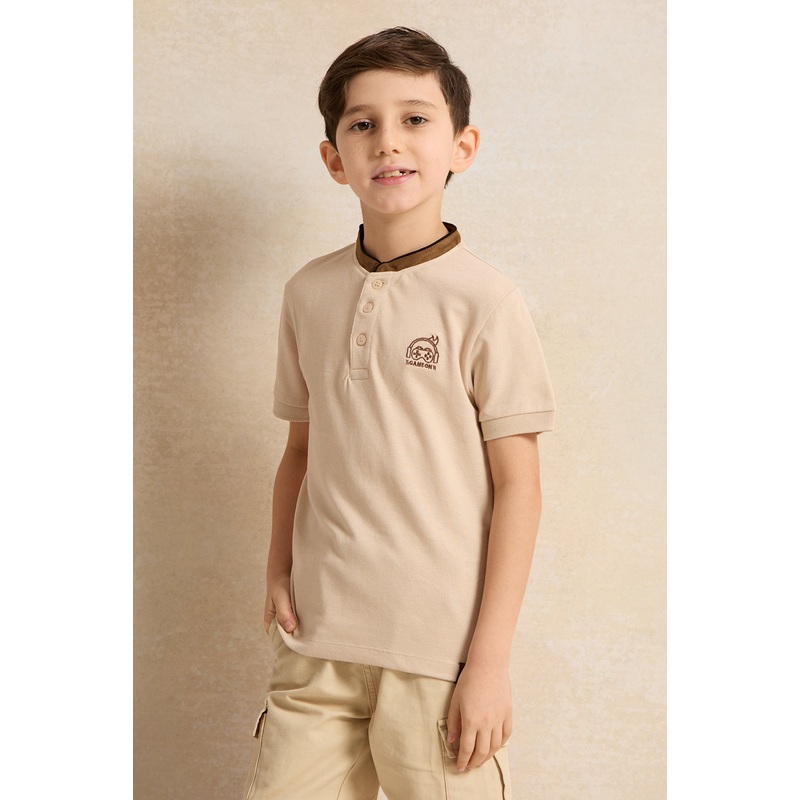 Junior Boys Beige Basic Polo|2-3 Years|3-4 Years|4-5 Years|5-6 Years|6-7 Years|7-8 Years