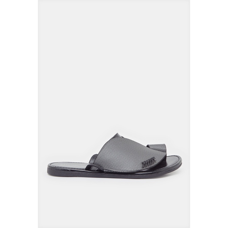 Men Grey And Black Strap Traditional Sandals