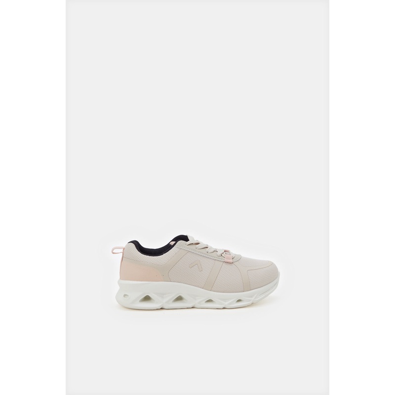 Senior Girls Beige Lace -Up Trainer