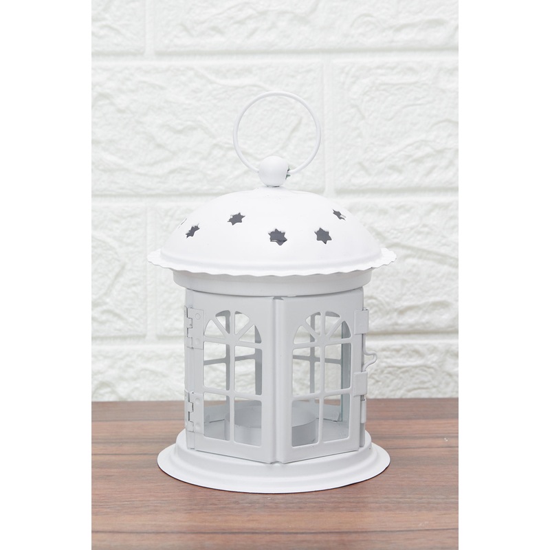 White Embellished Metal Lantern