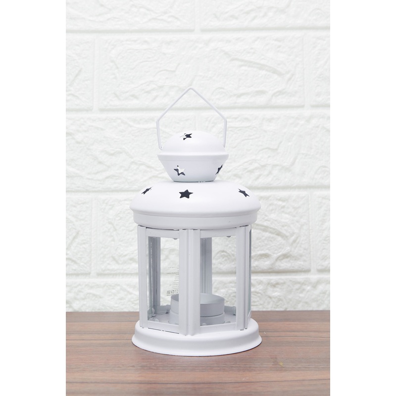White Textured Metal Lantern