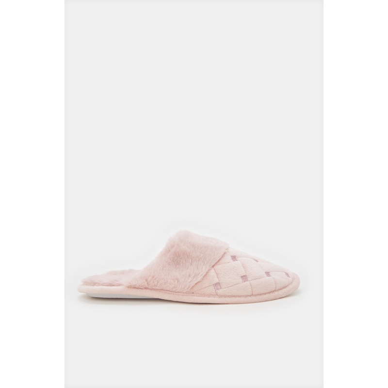 Women Pink Embroidery Trim Slipper