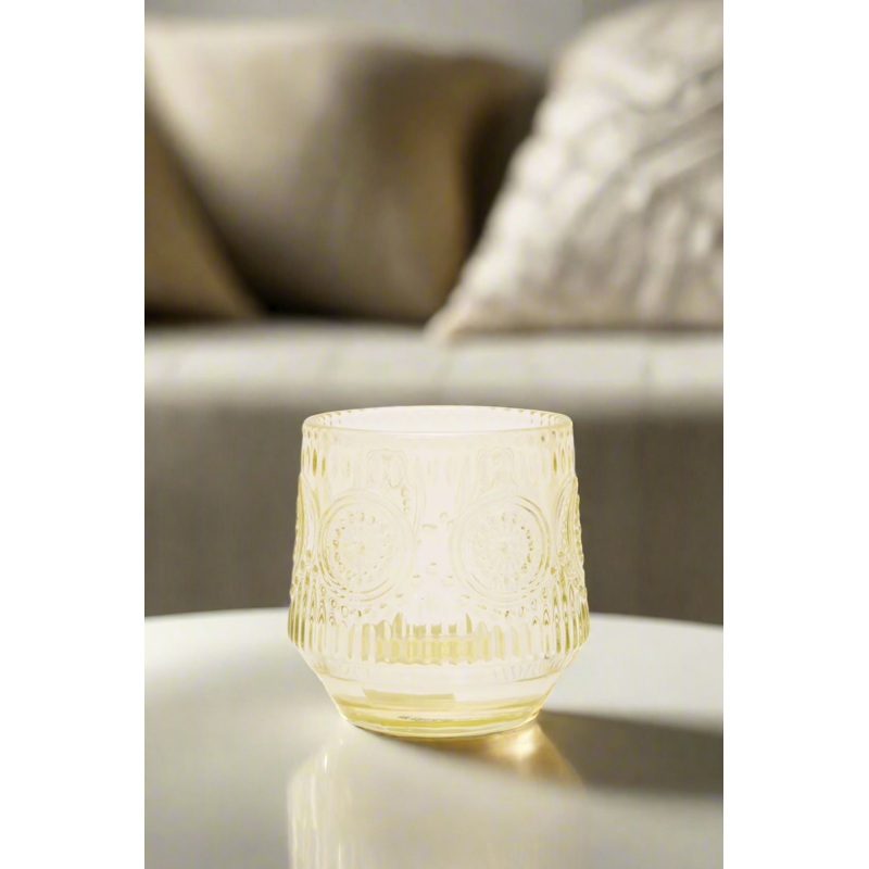 Yellow Textured T-Light Holder