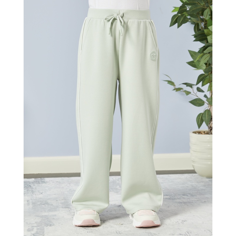 Girls Green Wide Leg Active Track Pants