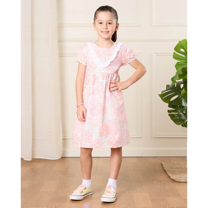 Girls Pink Floral Print Dress|2-3 Years|3-4 Years|4-5 Years|5-6 Years|6-7 Years|7-8 Years
