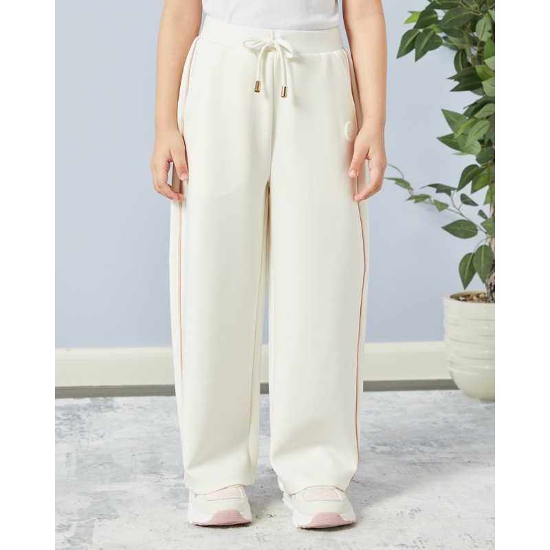 Girls White Wide Leg Active Track Pants