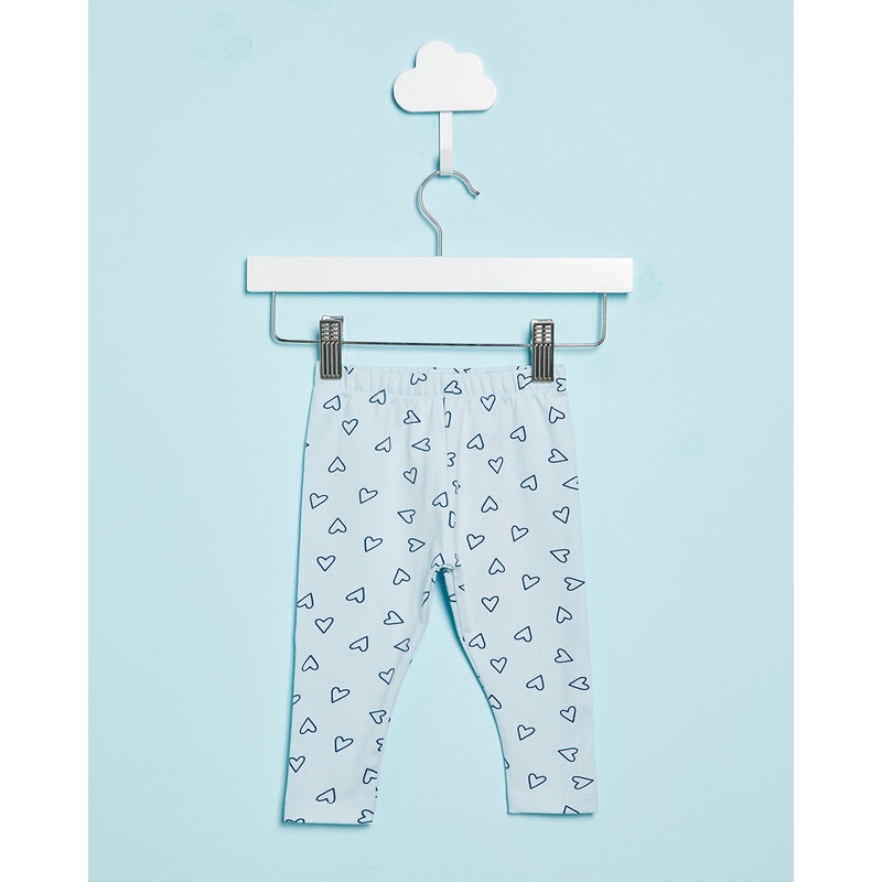 Infant Girls Blue Heart Printed Leggings