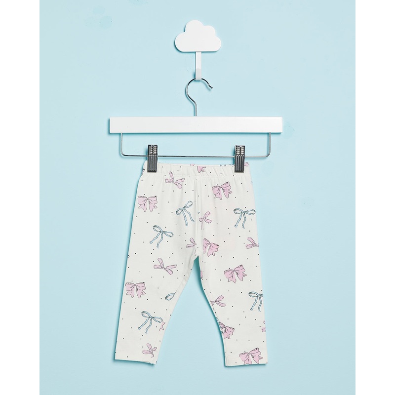 Infant Girls Ivory Bow Printed Leggings