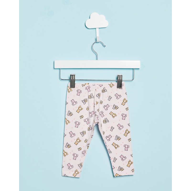 Infant Girls Pink Bear Printed Leggings