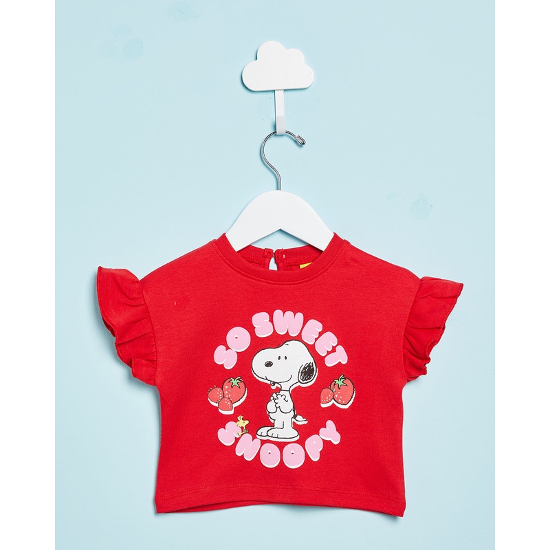 Infant Girls Red Snoopy Printed T-Shirt