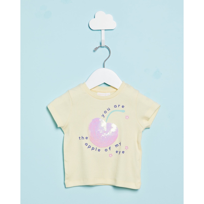 Infant Girls Yellow Embellished T-Shirt