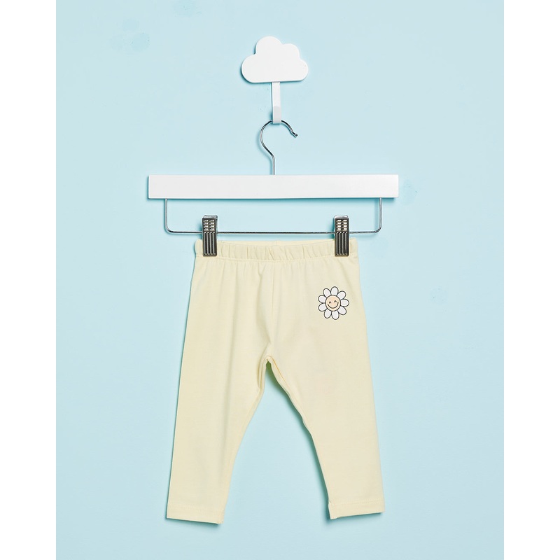 Infant Girls Yellow Flower Print Leggings