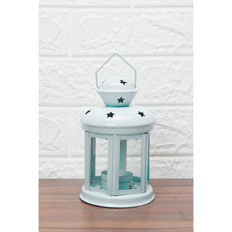Teal Embellished Metal Lantern