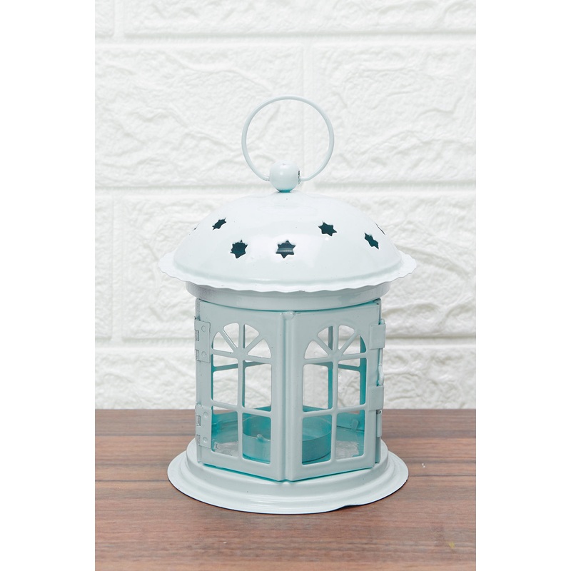 Teal Textured Metal Lantern