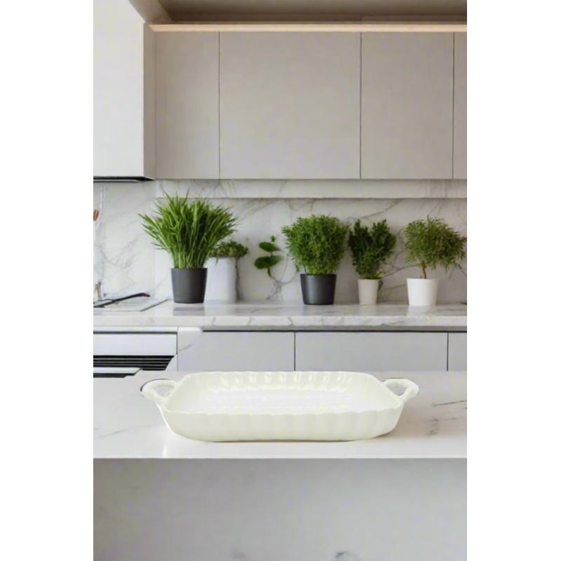 White Embossed Square Platter
